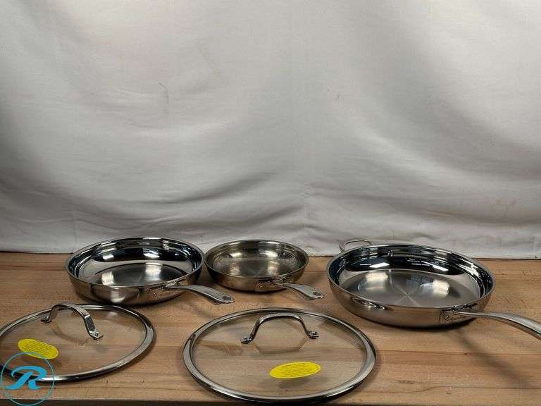 Cuisinart Tri-Ply Clad Stainless Steel 5-piece Skillet Set- Used; MiU: Ultimate Everyday Wok- Used - Roller Auctions