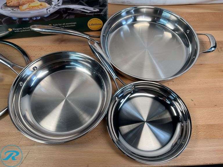 Cuisinart Tri-Ply Clad Stainless Steel 5-piece Skillet Set - Used - Roller Auctions