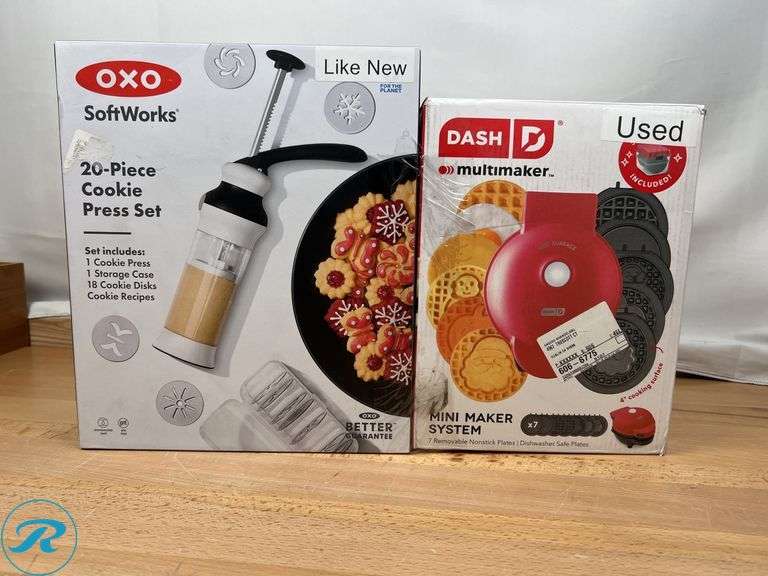 Dash: Multimaker Mini Maker System- Used; (2) OXO Softworks: 20- Piece Cookie Set- (1) Like New, (1) Used - Roller Auctions