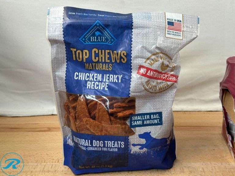 Top Chews Naturals Chicken Jerky Dog Treats 3 Lb Bag- New; Kirkland Signature Canned Dog Food, 13.2 oz, 24-count- New/ Missing Unit; Kirkland Signature Extra-Large Absorbent Pads, 30 in L X 23 in W, 100-count- New/Some Missing - Roller Auctions