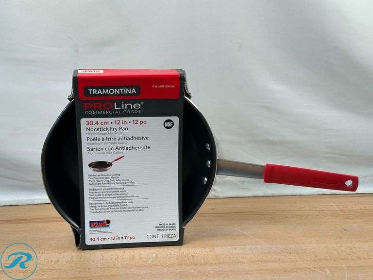 Tramontina: PROLine Commercial Grade Nonstick Fry Pan- New; Tramontina: 3 Pack Ceramic Non- Stick Skillets- New - Roller Auctions