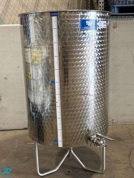 Fratelli Marchisio Stainless Steel Food-Grade Tank with 15″ Stand, 32″D x 43″H - Roller Auctions