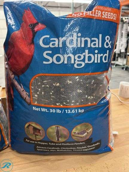(2) Valley Splendor Seed Cardinal and Songbird Bird Food, 30 lb Bag- New/ Damaged Package/ Missing Some - Roller Auctions