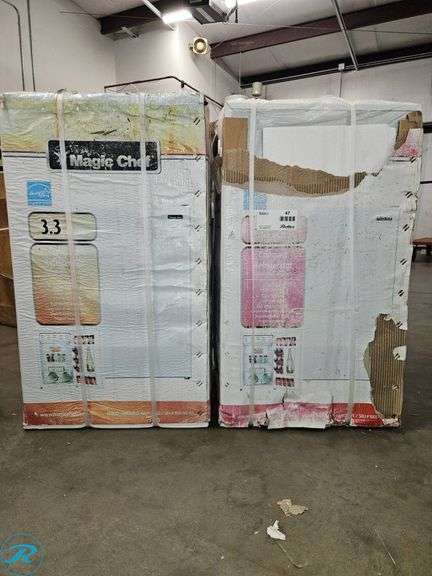 (2) Magic Chef Refrigerators, Model HMBR350WE, 3.3 Cu. Ft. (Water Damage to Box, However No Damage to Internal Packaging or Unit) - Roller Auctions