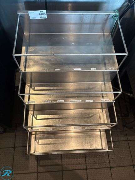 4-Tier Stainless Steel Liquor Bottle Rack, 24” x 32” x 20”H - Roller Auctions