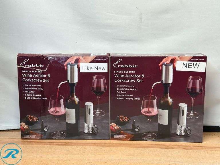 (2) Rabbit 5 Piece Electric Wine Aerator & Corkscrew Set- (1) New, (1) Like New; Brita: Water Filtration System- New; (6) Brita Filter Replacement- New - Roller Auctions