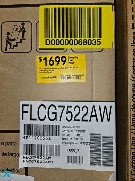 Frigidaire FLCG7522AW Washer Dryer Combo, Gas - Roller Auctions