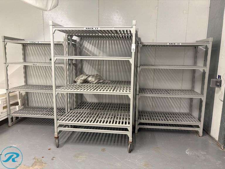 (4) Camshelving Racks, 48” x 24” x 70”H, (2) on 5” Casters