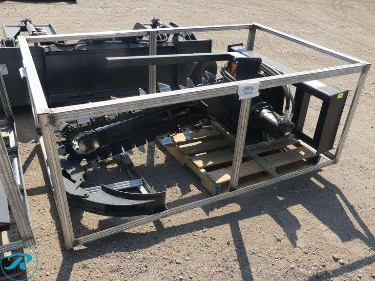 New JCT Hydraulic Trencher Attachment To Fit Skid Steer Loader, With Crumber - Roller Auctions