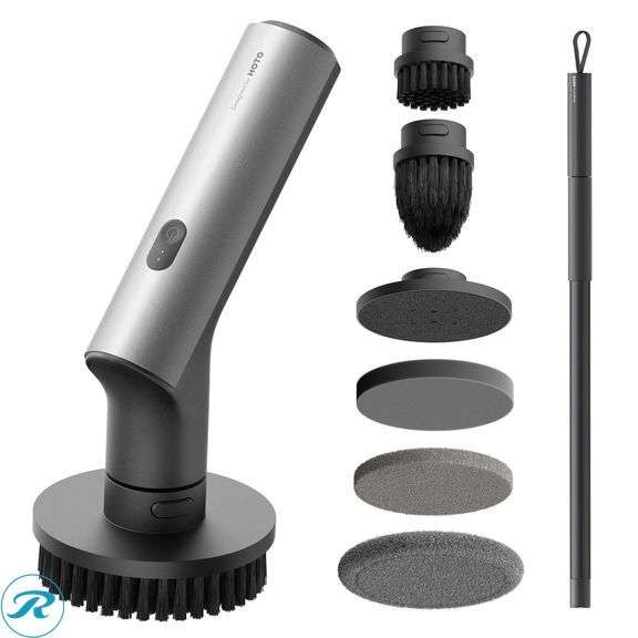 HOTO Cordless Spin Scrubber: 2.5 N·M torque, six brush heads, IPX7 rated - Like New - Roller Auctions