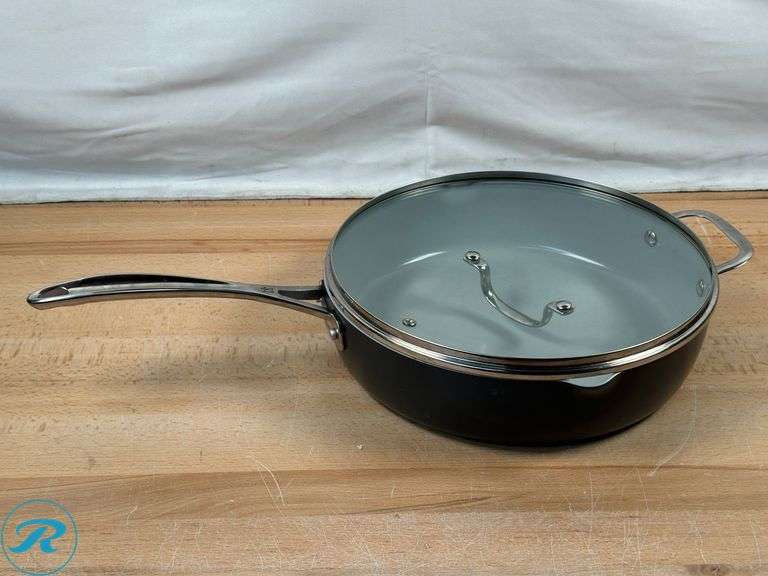 Tramontina 3-pack Hard Anodized Aluminum Ceramic Nonstick Fry Pan Set- Used; Henckles: Non- Toxic Ceramic Non- Stick 5 Qt Everyday Sautee Pan- Used - Roller Auctions