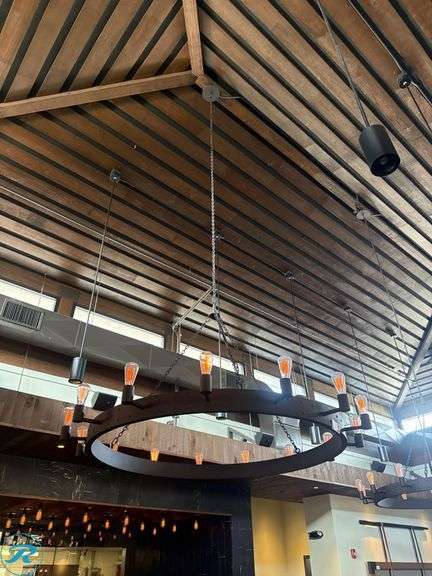 Metal Circular Chandelier with Exposed Bulbs, 60 in - Roller Auctions