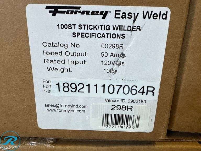 Forney Easy Weld 100 ST Stick/TIG Welder, 120V, 90 Amps - Roller Auctions