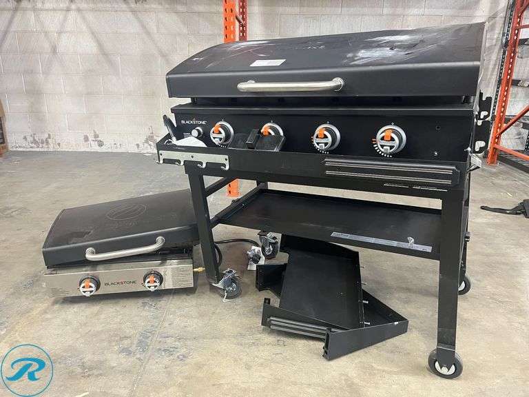 (2) Blackstone Flat Top Grill (1) Small (1) Large - Heavily Used/Damaged/Missing Parts - Roller Auctions