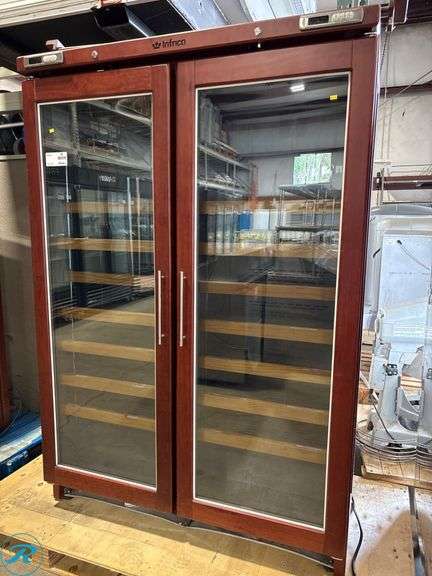 Infrico Model EV200MX Dual-Glass Door Refrigerated Wine Cooler, Cherry Wood
