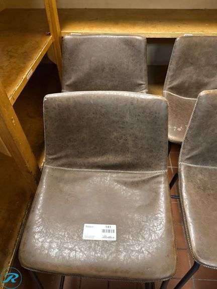 (4) Leather Upholstered Bar Stools with Metal Legs - Roller Auctions