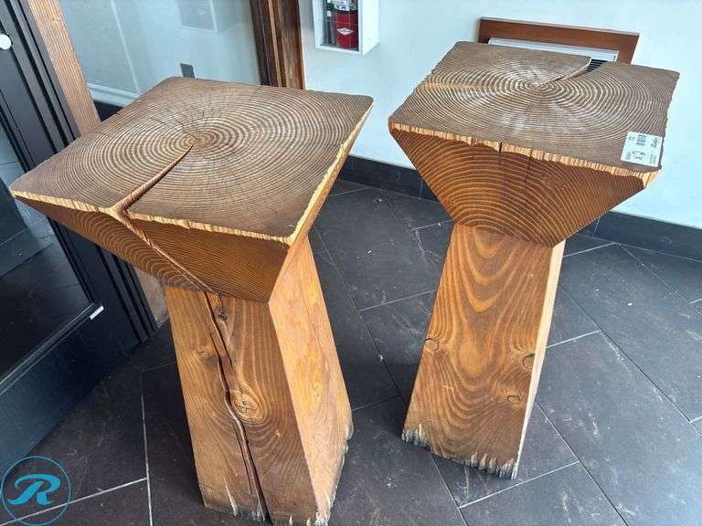 (2) Wooden Pedestal Stands, 18” x 18” x 42”H - Roller Auctions