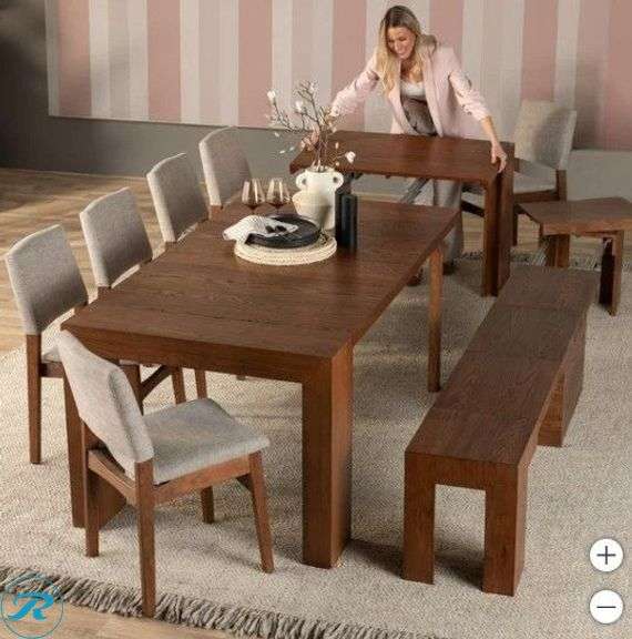 Transformer Table Extendable 8-piece Dining Set - New - Roller Auctions