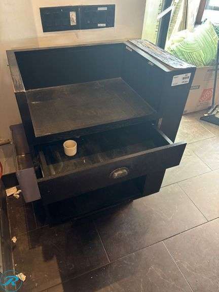 Wooden Host Stand with Drawer and Shelving - Roller Auctions