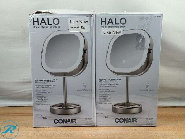 (2) Conair LED Double-Sided 1x/10x Vanity Mirror - Like New