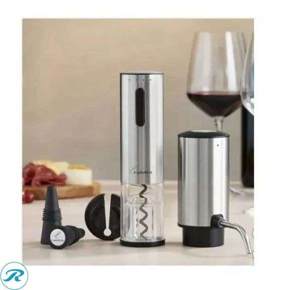 Dash MultiMaker Mini Waffle Maker System with 6 Removeable Holiday Plates Red- Like New; Rabbit 5 Piece Electric Wine Aerator & Corkscrew Set- New - Roller Auctions