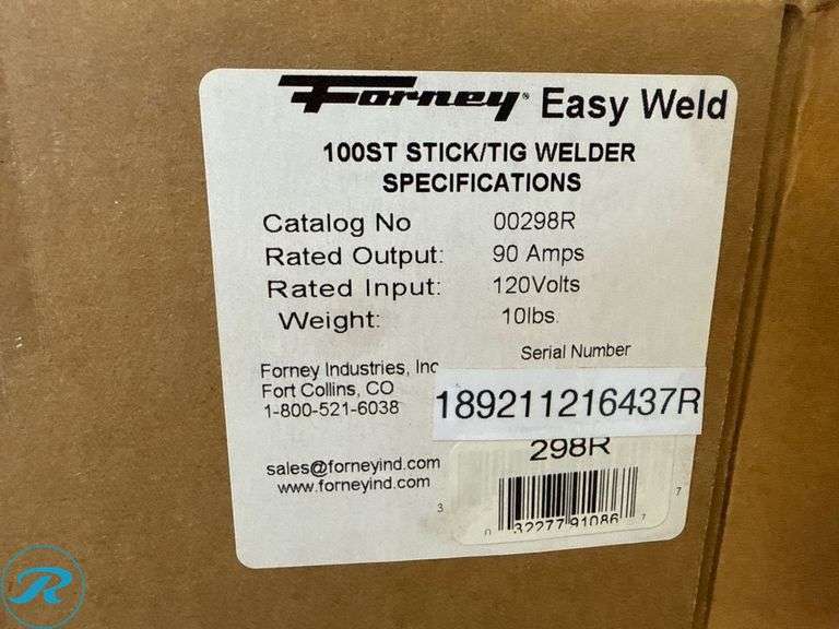 Forney Easy Weld 100 ST Stick/TIG Welder, 120V, 90 Amps - Roller Auctions