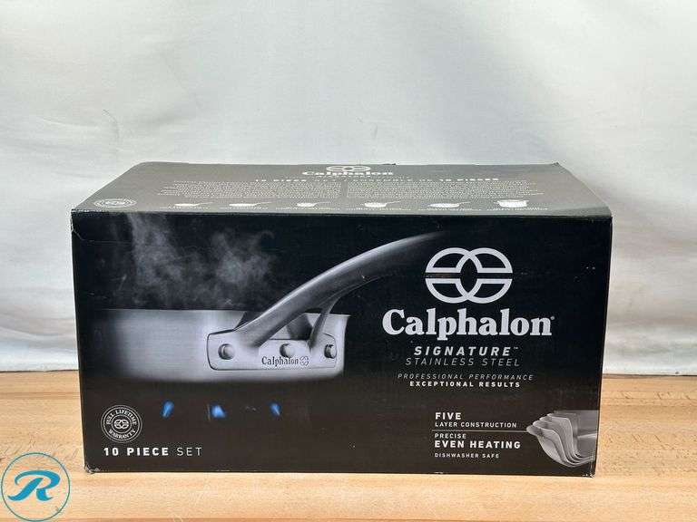 Calphalon Signature 5-Ply 10-piece Stainless Steel Cookware Set - New - 8" Omelette Pan is Used - Roller Auctions