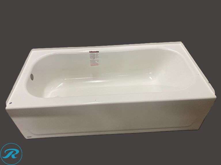(1) Moax Pro Steel White Porcelain Enameled Steel Rectangular Alcove Soaking Bathtub 30" x 60" (Some minor damage See Photos) (Total of 1 Tub) - Roller Auctions