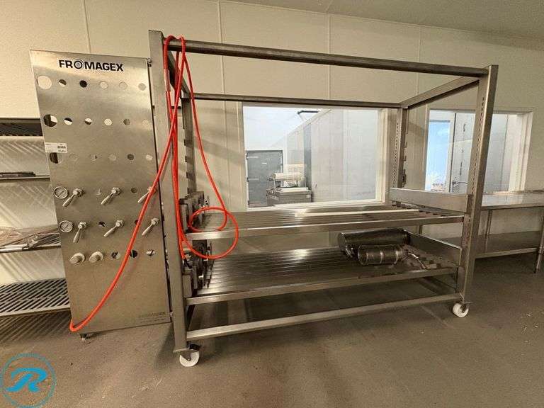 Fromagex Stainless Steel Cheese Press Unit with Casters, 118” x 36” x 82”H