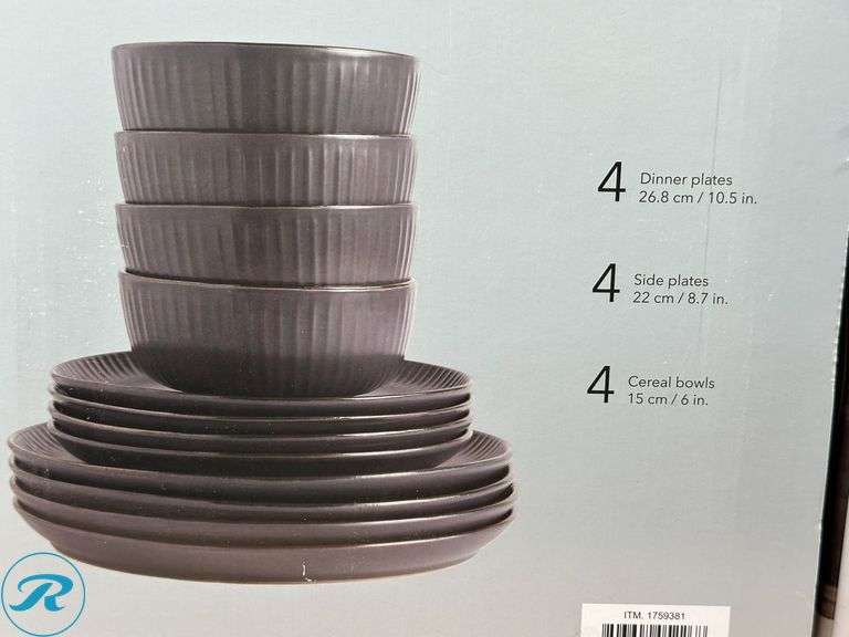 (2) Safdie & Co.Inc: 12pc Stoneware Dinnerware Set- New, (1) Missing Side Plates - Roller Auctions