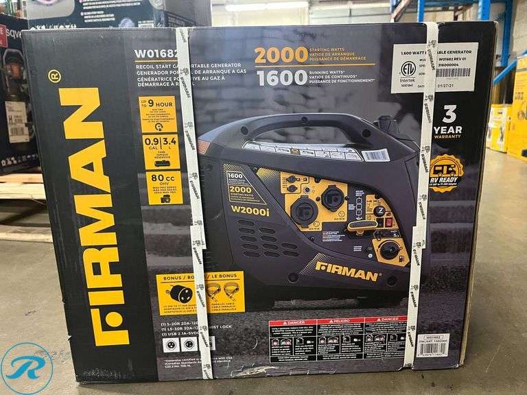 Firman 1600W Running / 2000W Peak Gasoline Powered Inverter Generator - New - Roller Auctions