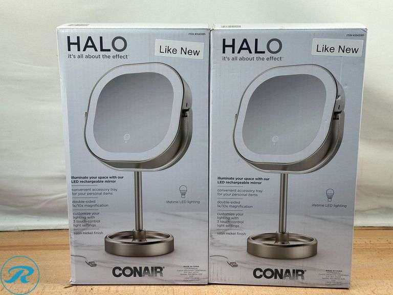 (2) Conair LED Double-Sided 1x/10x Vanity Mirror - Like New