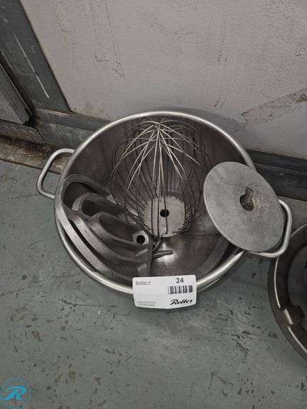 (2) Commercial Stainless Steel Mixing Bowls with Attachments - Roller Auctions