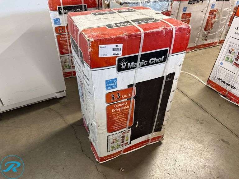 Magic Chef Model HMR330BE 3.3 Cu. Ft. Compact Refrigerator (Water Damage to Box, However No Damage to Internal Packaging or Unit) - Roller Auctions