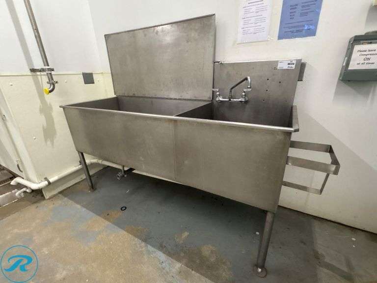 Stainless Steel Part Washing Sink With Faucet and Drain System, 74” x 28” x 50”
