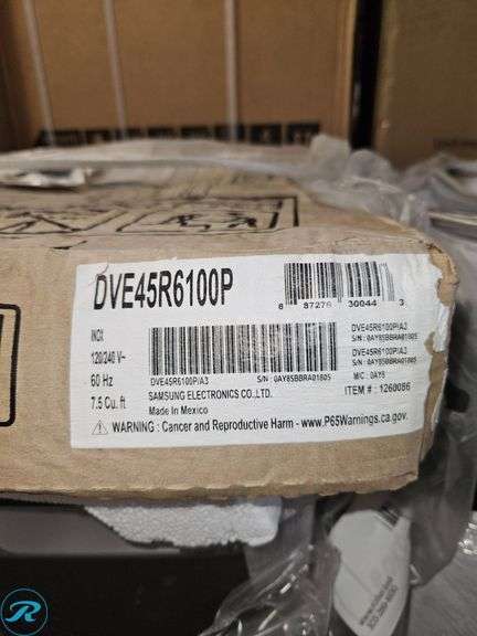 Samsung DVE45R6100P Electric Dryer - Roller Auctions