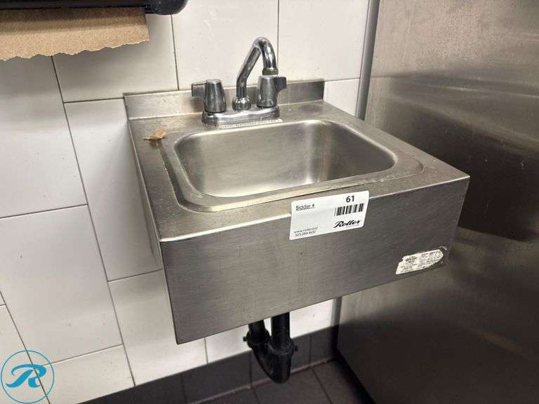 Stainless Steel Wall-Mounted Hand Sink with Faucet, 16in - Roller Auctions