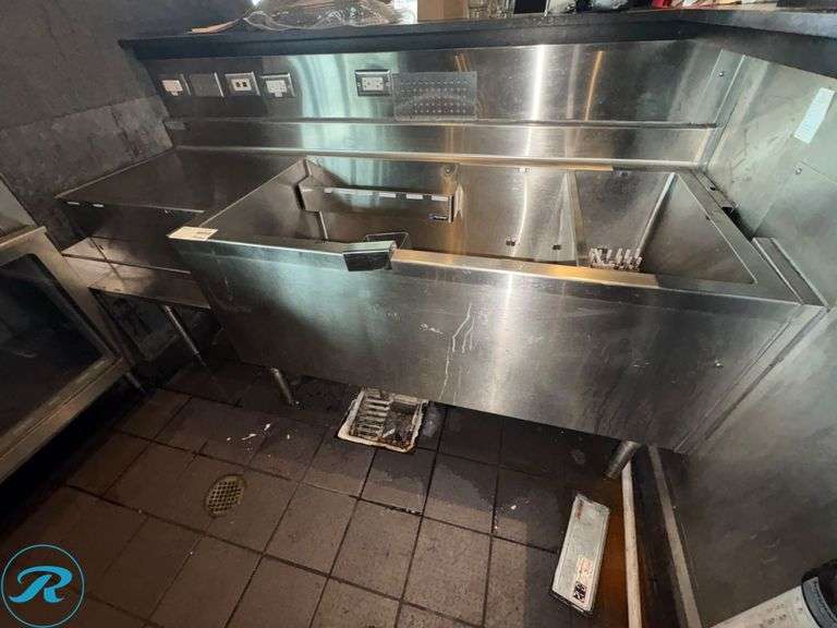 Stainless Steel Bar Service Well with Ice Bin and Cold Plate, 70” x 25” x 30”H - Roller Auctions