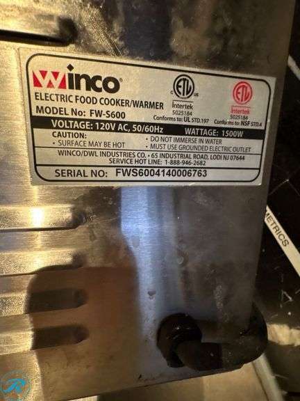 Winco FW-5600 Electric Food Cooker/Warmer, 120V - Roller Auctions
