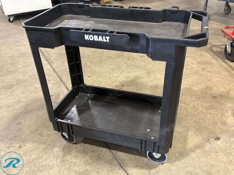 Kobalt Utility Cart with Two Shelves, Black, 34” x 17” x 32”H