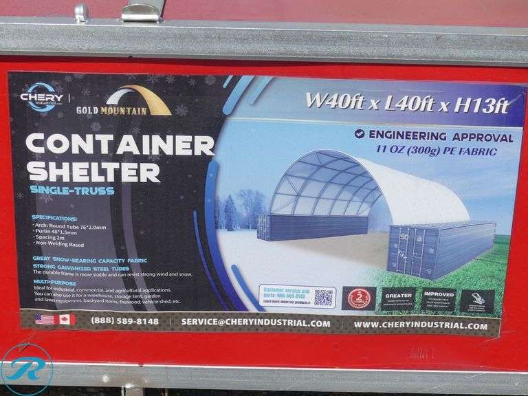 New Greatbear C404013 Dome Container Shelter, 40' x 40' x 13' - Roller Auctions