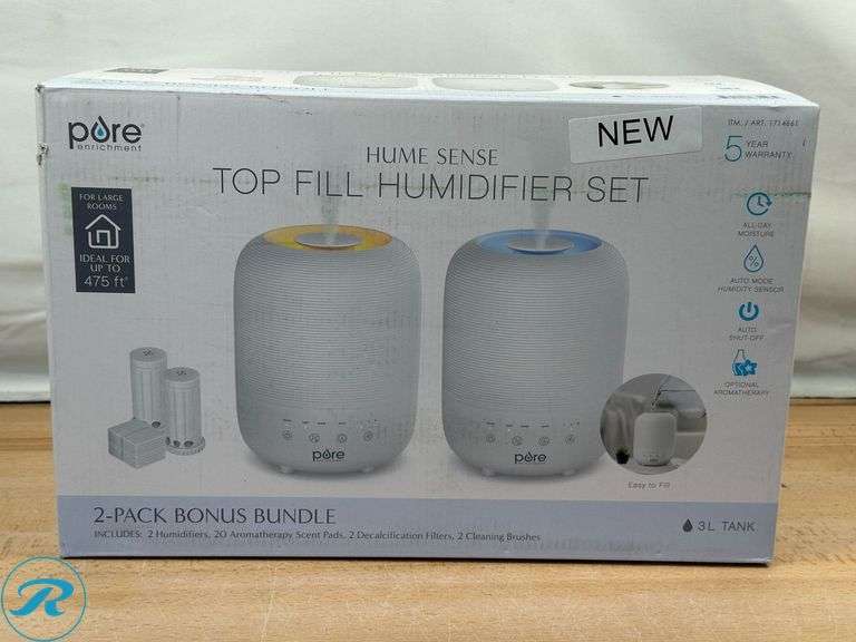Pure Enrichment® HUME™ Sense Top Fill Humidifier, 2-Pk- New - Roller Auctions
