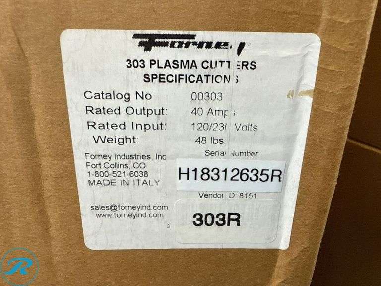Forney 700 P Plasma Cutter, Model 303R, 120/230V, 40 Amp Output - Roller Auctions