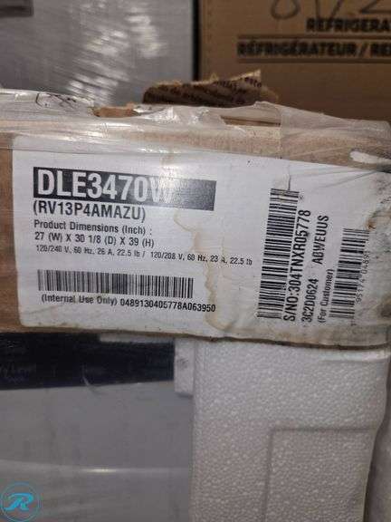 LG DLE3470W Front-Load Electric Dryer, 27 x 30 1/16 x 39 Inches - Roller Auctions