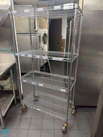 4-Tier Wire Shelving Unit with Casters, 36 in x 18 in x 68 in - Roller Auctions