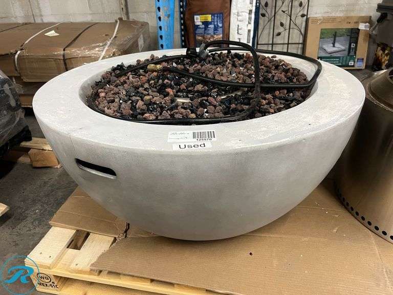 Bond Faux Concrete Gas Fire Bowl Pit  - Used/Small Crack - Roller Auctions