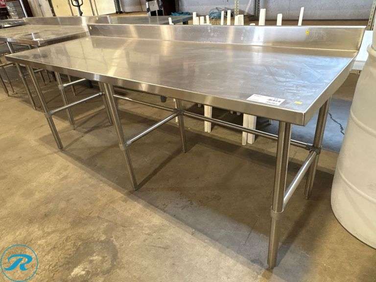 Stainless Steel Work Table with 4" Backsplash, 7’ x 30” x 35”H