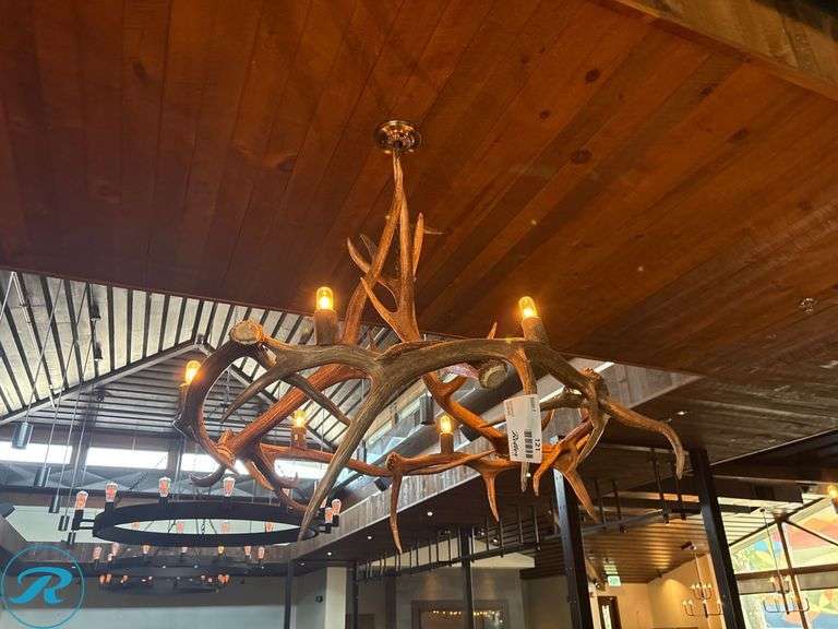 Antler-Style Six-Light Chandelier, 42”D 40”H - Roller Auctions