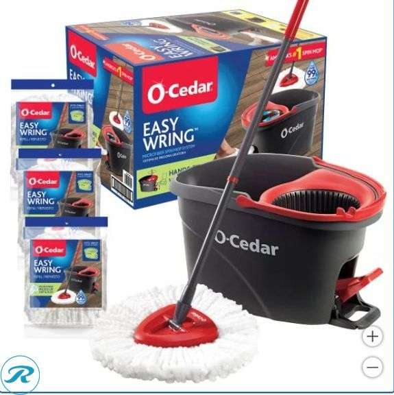 O-Cedar EasyWring Spin Mop & Bucket System with 3 Refills- New; Scrub Daddy / Scrub Mommy Dual-Sided Scrubber Sponge Scratch Free 8 Pack- (1) New, (1) New/ Missing 4 units - Roller Auctions