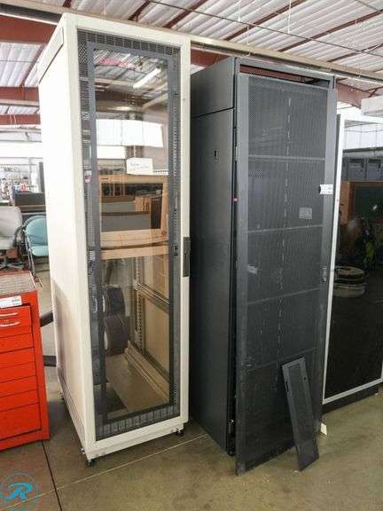 (2) Server Rack Cabinets with Glass and Mesh Doors - Roller Auctions